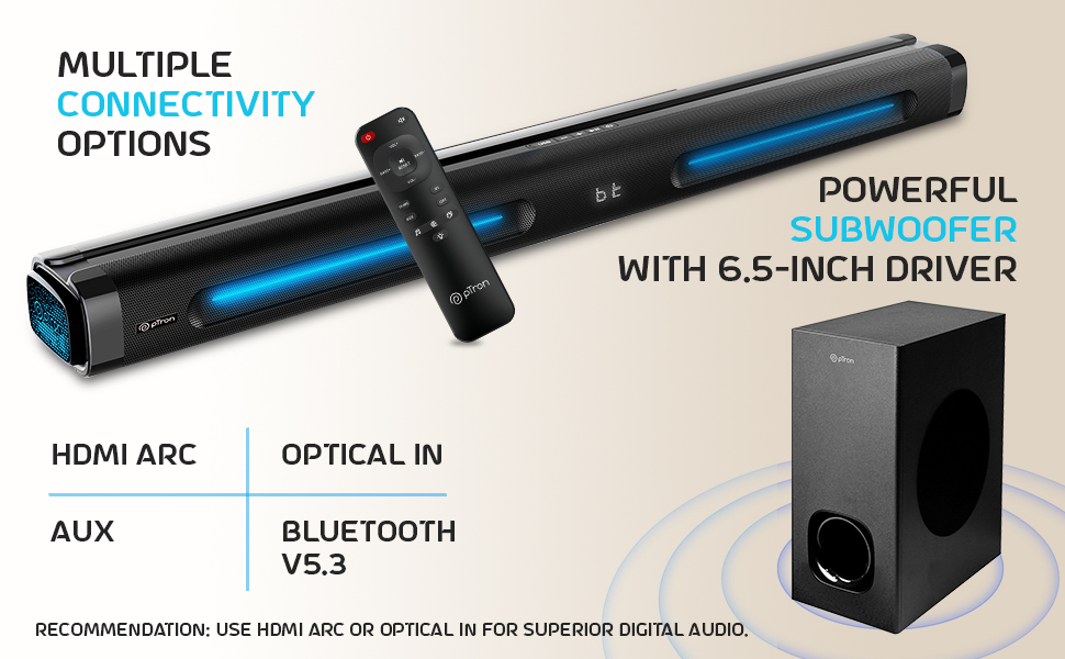 pTron Jazz Pro X1 wireless soundbar speaker