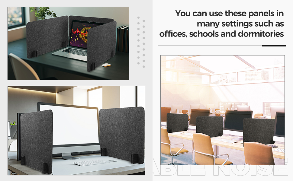 Fabbay 2 Pcs Acoustic Freestanding Desk Privacy Panel Desk Divider Desk Partition