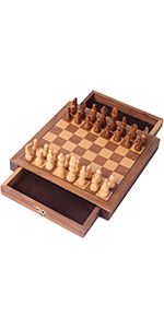 Wooden Chess Set with Drawers