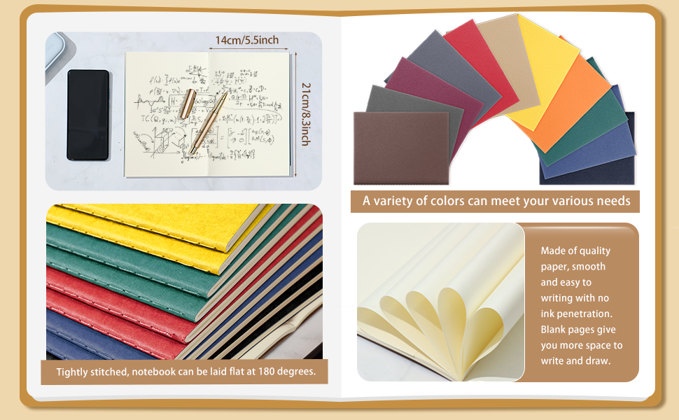 30 Pcs A5 Kraft Unlined Notebooks Sketchbooks