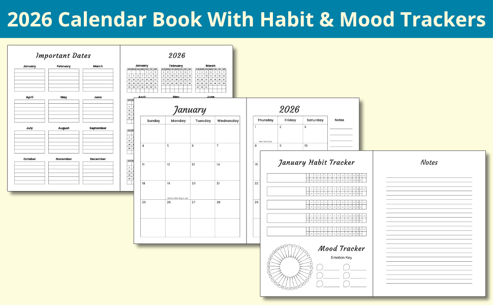 2026 Large Monthly Calendar Planner Watercolor Scottish