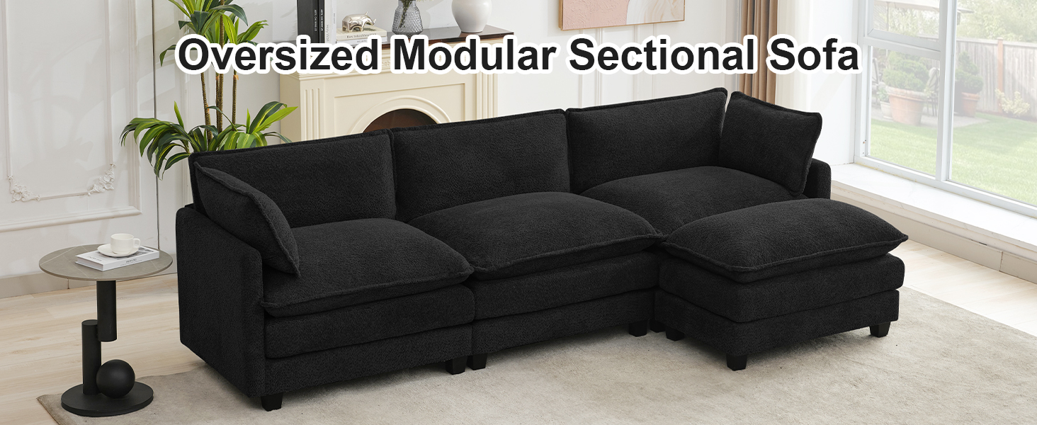 sofa couch modular sectional oversized extra large 3 4 seater comfy cloud black living room