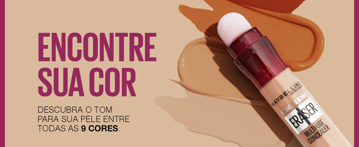 Foto do produto em fundo bege com a frase encontre sua cor entre todas as 9 cores