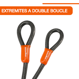 ValueMax Câble Antivol Vélo 213 Cm X 12 Mm, Antivol Vélo De Sécurité Avec Revêtement PVC, Double Boucle Tressée, Pour Cadenas, Antivol à Disque Et Antivol En U 16 1