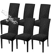 SearchI Waterproof PU Leather Dining Chair Covers Set of 6, Stretch Oilproof Parsons Chair Slipco...