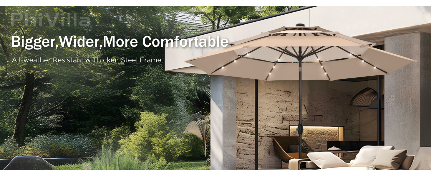 10ft patio umbrella with solar lights