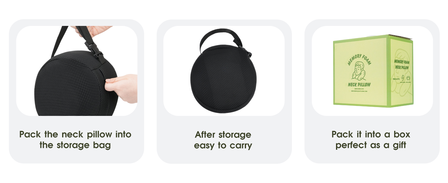 Pack the neck pillow into the storage bag After storage easy to carry