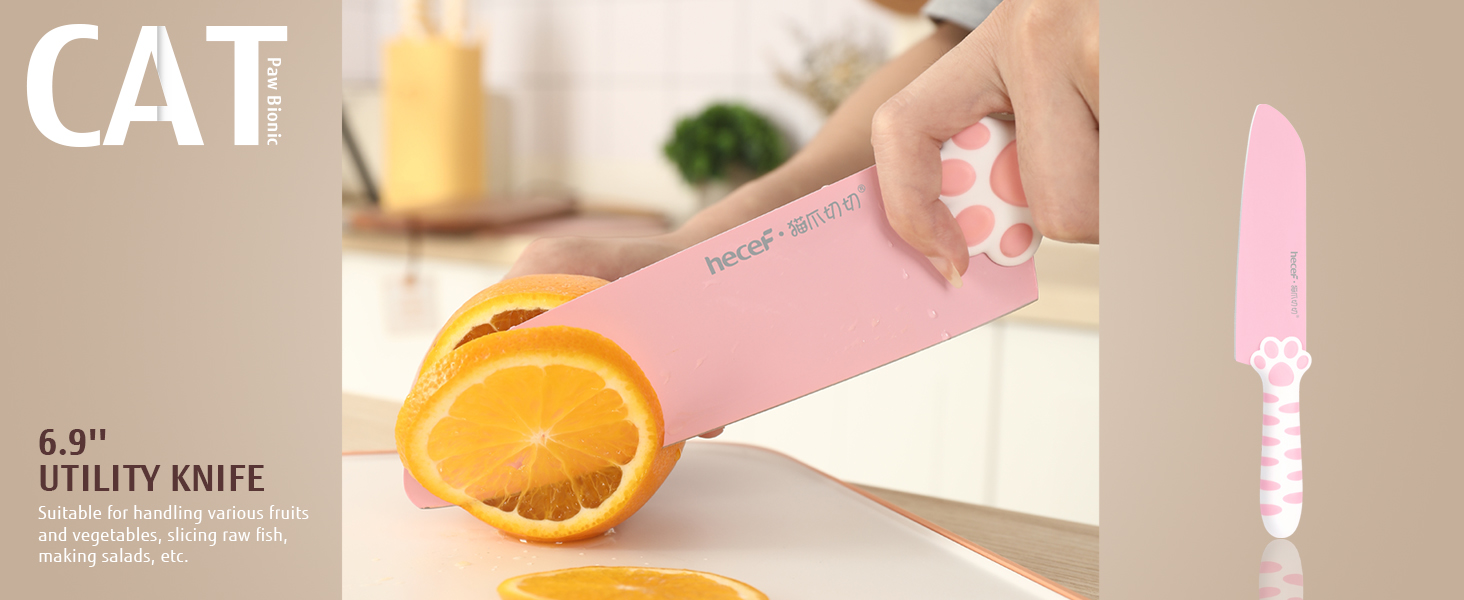 hecef Kitchen Knife Set with Detachable Block, NonStick Coated Knife