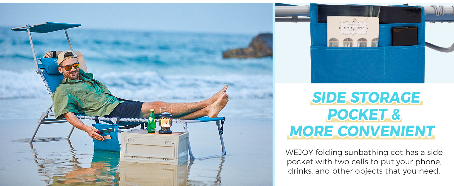 #WEJOY Folding Chaise Lounge Chairs with Adjustable Back and Canopy Shade