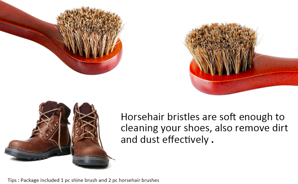 Horsehair Shine Shoes Brush Kit Polish Dauber Applicators