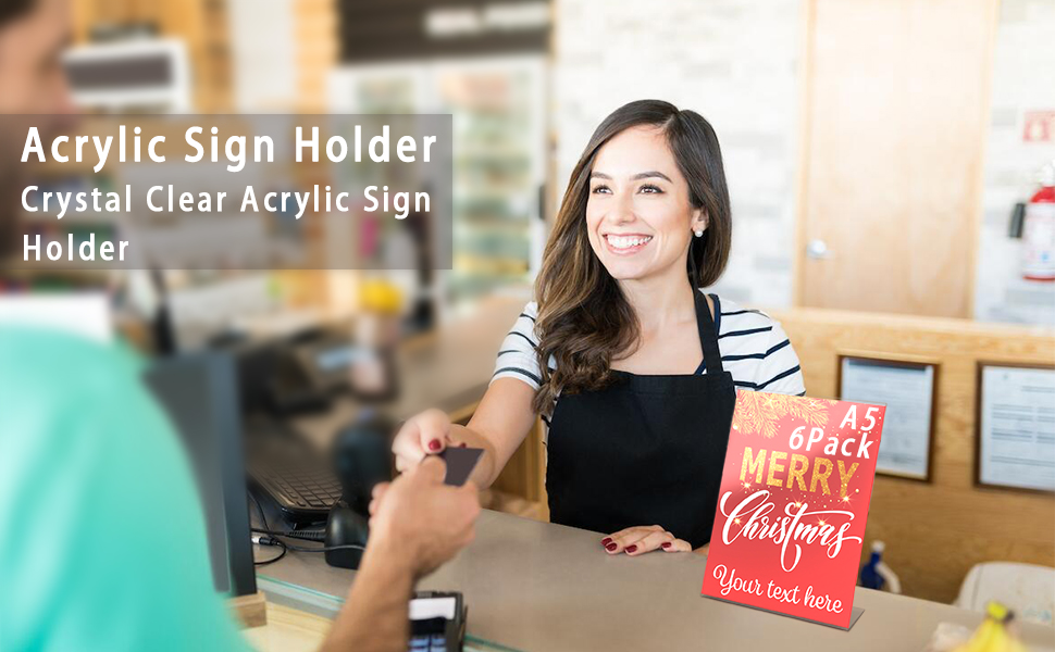 A5 Acrylic Sign Holder, 6 Pack LShape Perspex A5 Menu Display Stand