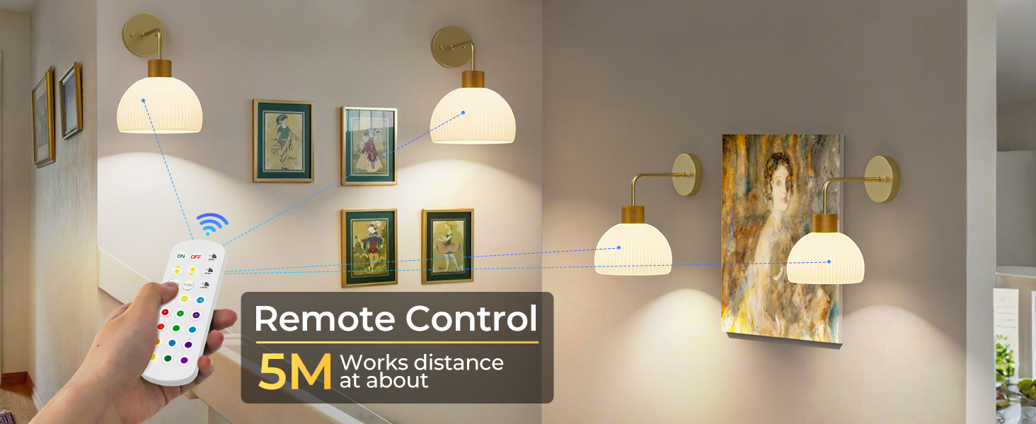 Gold Rechargeable Wall Lights with Remote