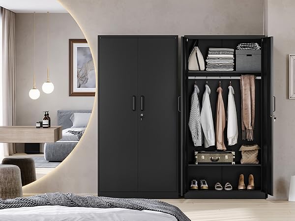 Arco　メタルワードローブ　BR Amazon.com: MIIIKO Wardrobe Closet with 2 Doors, 72