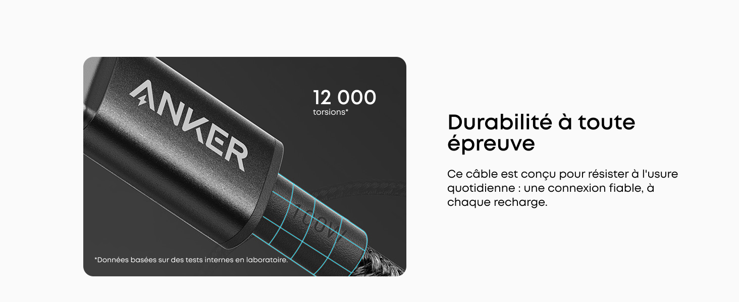 d'une capacité de 12 000, doté d'un design noir élégant avec un texte sur la durabilité en français