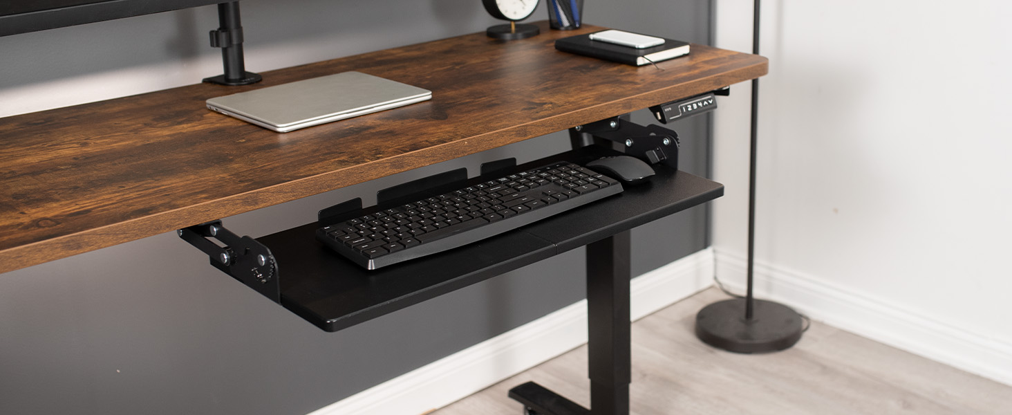VIVO Large Under Desk 27 x 11 inch Computer Keyboard and Mouse Tray with Swinging