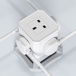 Cube Extension Lead with USB Slots, FDTEK 5 Gang Extension Cable with 2 USB A & 1 USB C Slots, Multi Plug Extension Socket With 1.5M Cord and Switch Power Strip for Home Office 15 Non-blocking