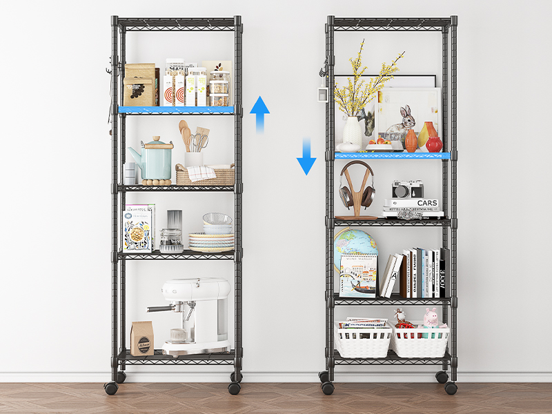 Homdox 5 Tier Wire Shelving Unit on Wheels, Adjustable