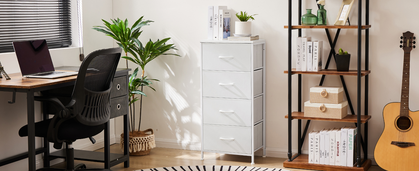DUMOS Dresser for Bedroom 4 Storage, Tall Fabric Closet