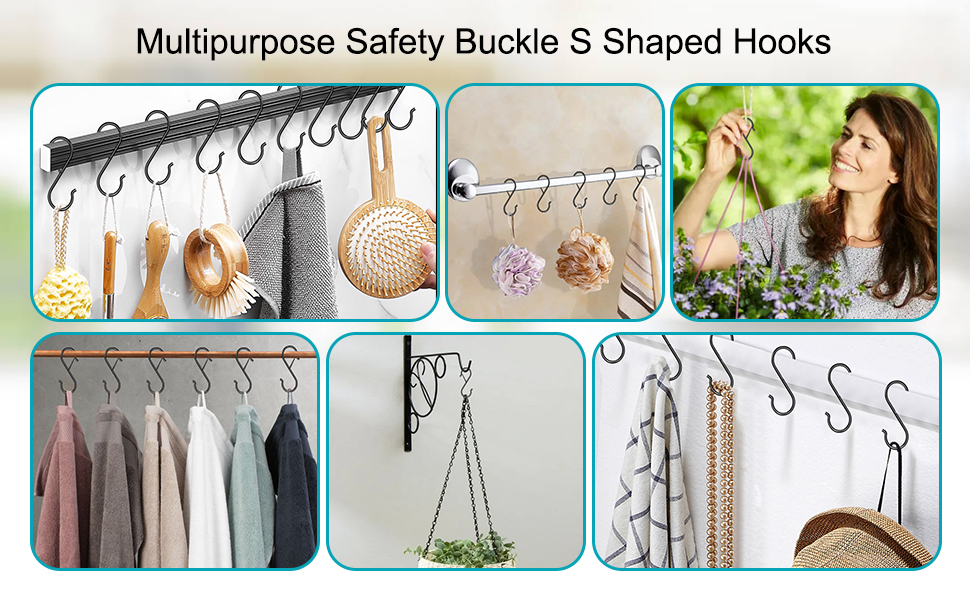 AZPH S Hooks for Hanging, Heavy Duty Black S Hooks with