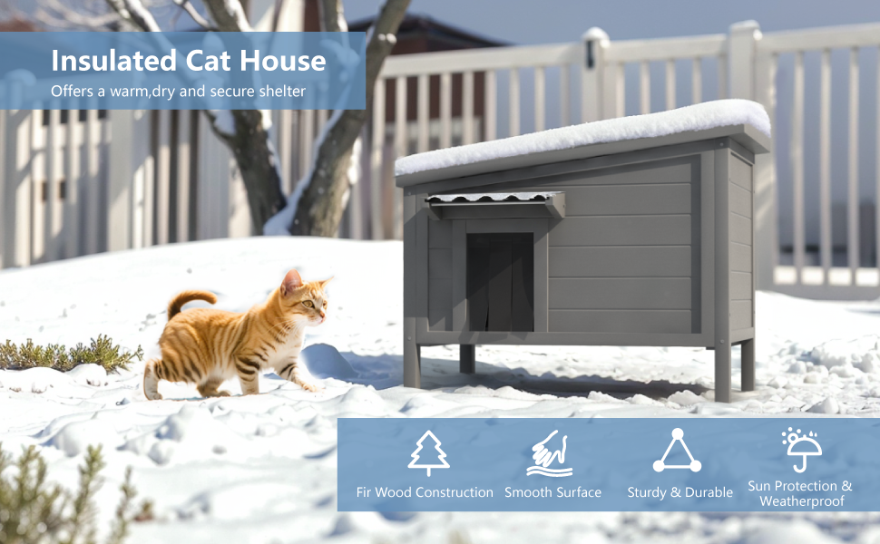 TIMHAKA Insulated Outdoor Cat House, Large Outdoor Feral
