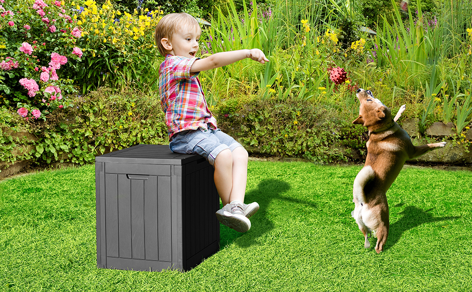 YITAHOME 118L Garden Storage Box Waterproof, Medium Outdoor Storage Box