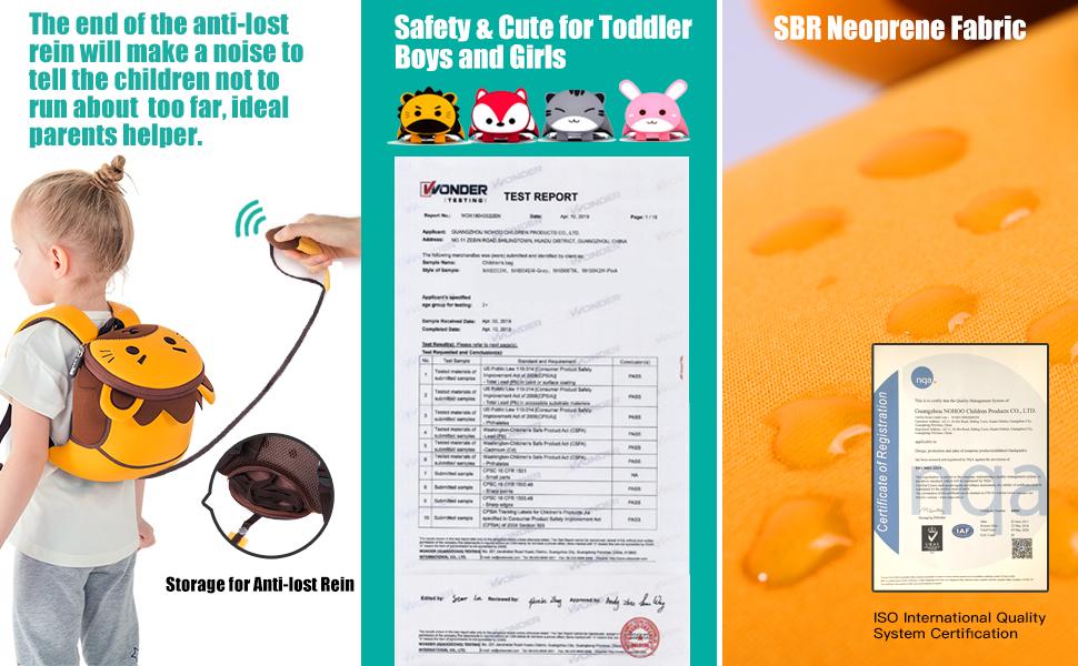 Anti-lost Rein Make a Noise to keep the child by your side & CPC Test Report & SBR Neoprene Fabric