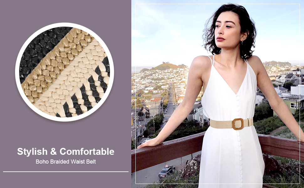 women fashion straw summer belt