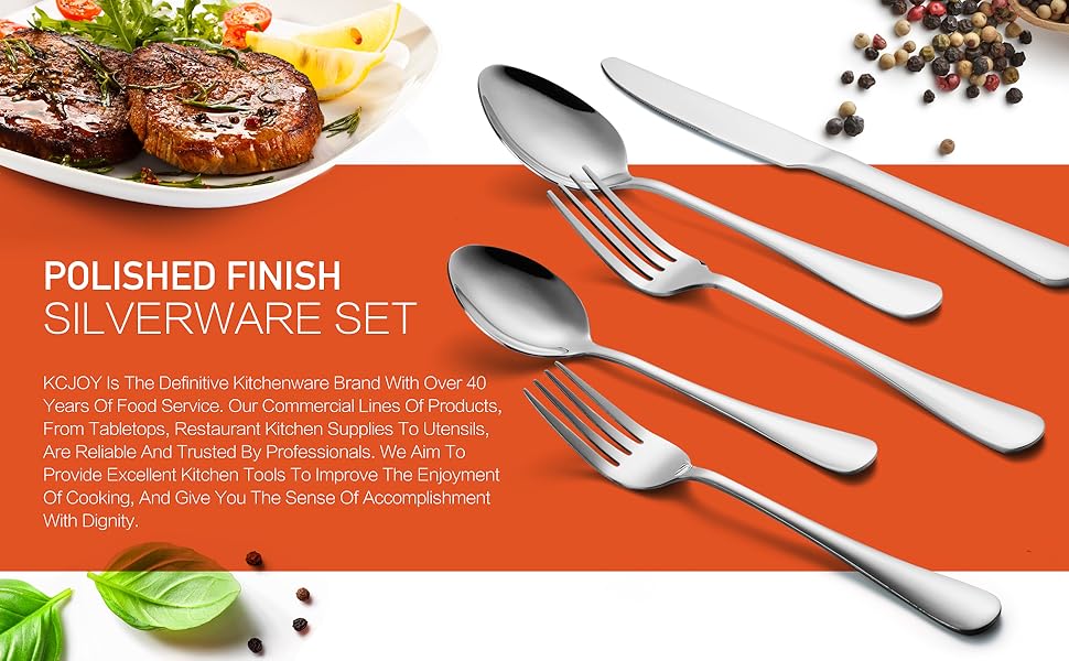 KCJOY Silverware Set, Cutlery Set 40 Pieces, Flatware Set
