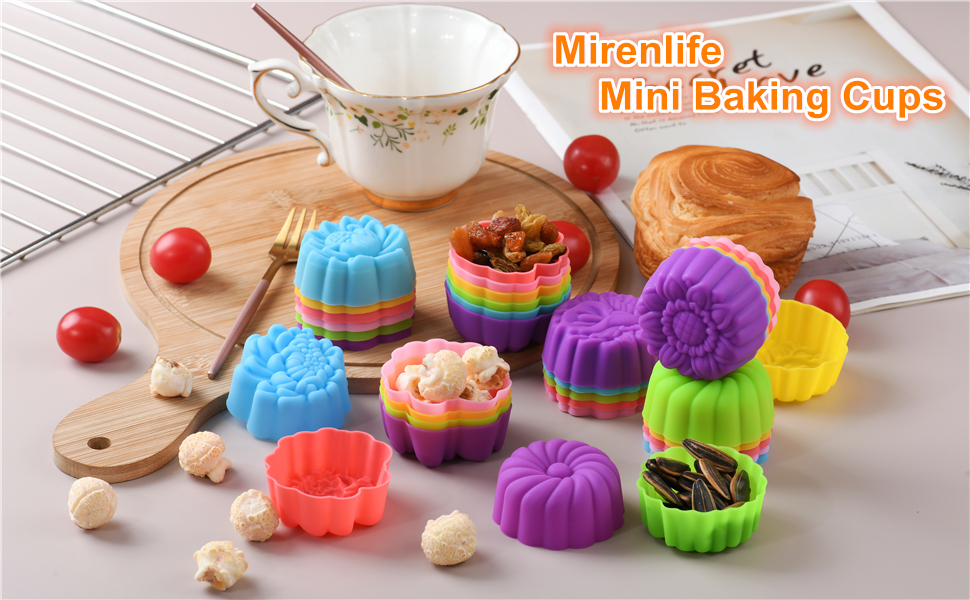 Mirenlife Reusable Silicone Baking Cups, 2 Inch Mini Size