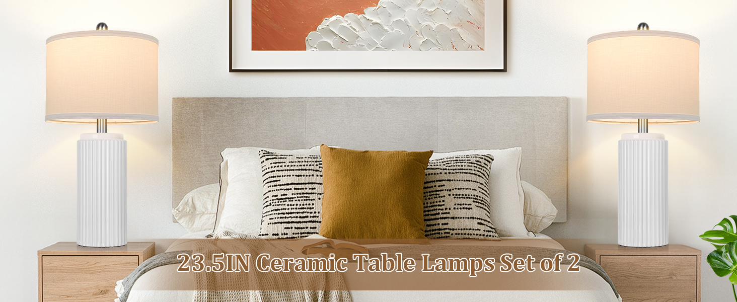 ceramic white table lamps of 2