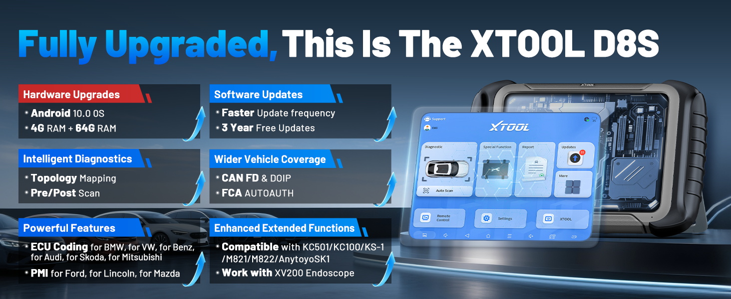 XTOOL D8S Bidirectional Scan Tool