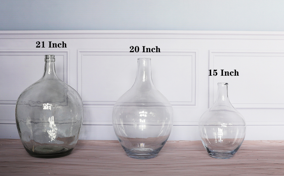 21" Tall Extra Large Clear Glass Floor Vase for Pampas