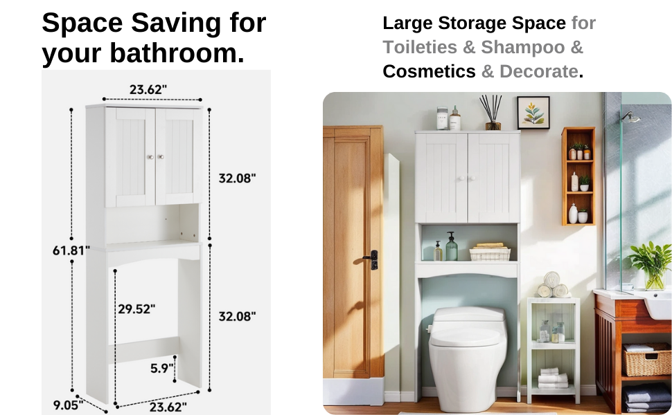 KCMYOUNG Over The Toilet Storage Wood Over Toilet Bathroom with Open Shelf