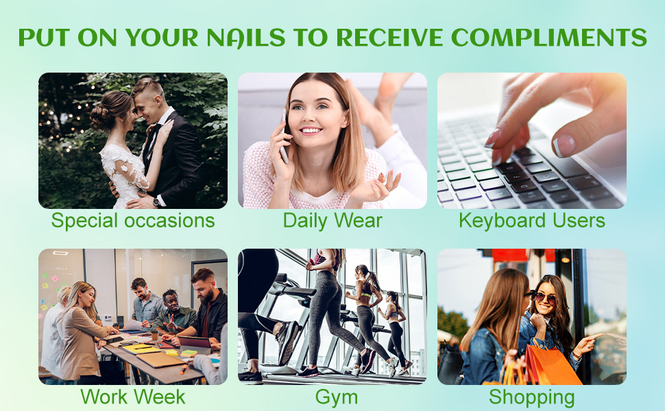 press on nails square long,green nails,fake nails,glue on nails,nails women false nails