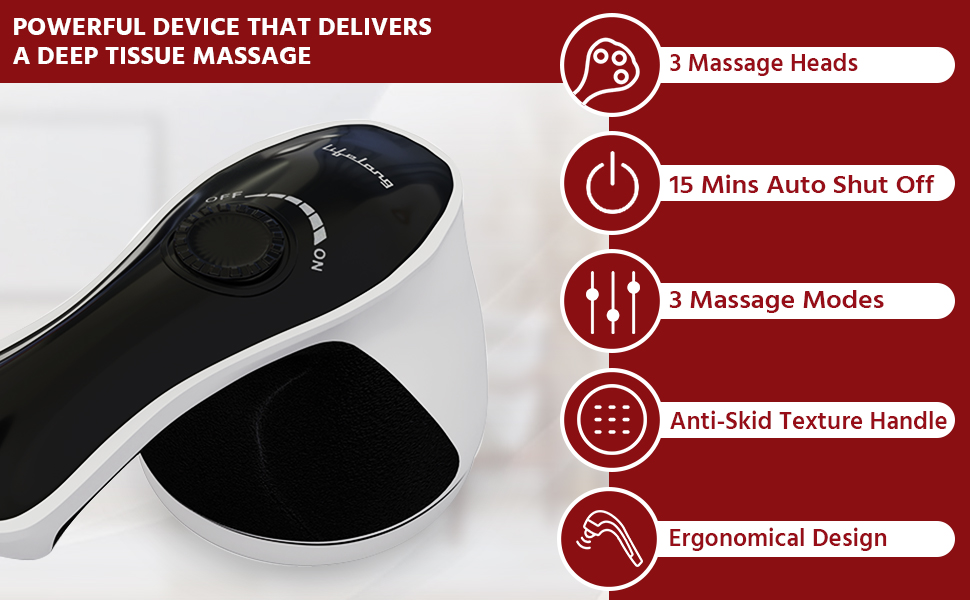 Lifelong Electric Handheld Full Body Massager with 4 Massage Heads