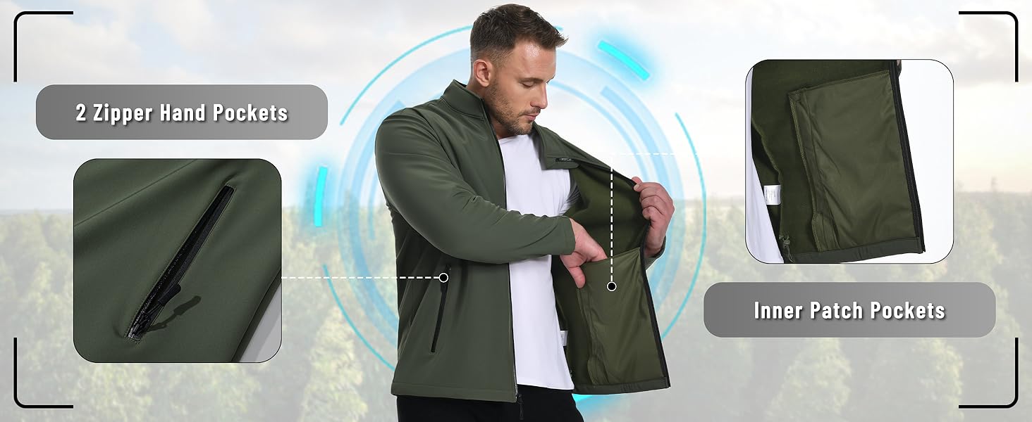 KEFITEVD Rain Jacket Men Waterproof Tactical Windproof Fleece Lined Coat Warm Travel Military Jacket