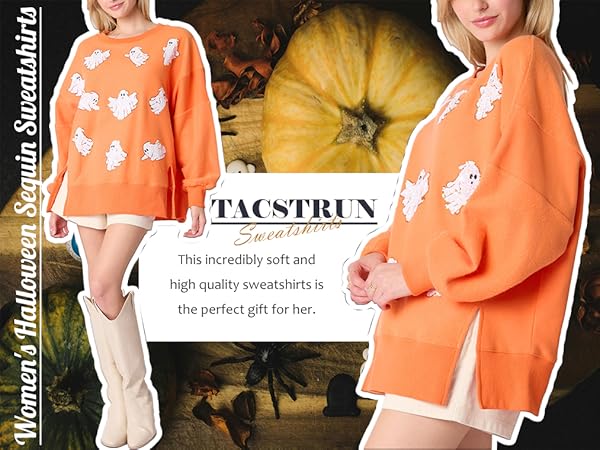 Amazon.com: TACSTRUN Women's Halloween Sequin Sweatshirts
