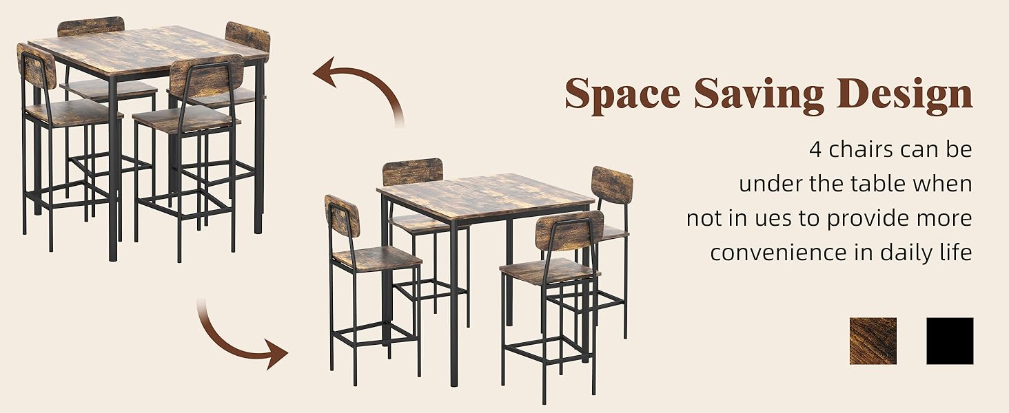 TJYGO Dining Table Set for 4 with SpaceSaving Design