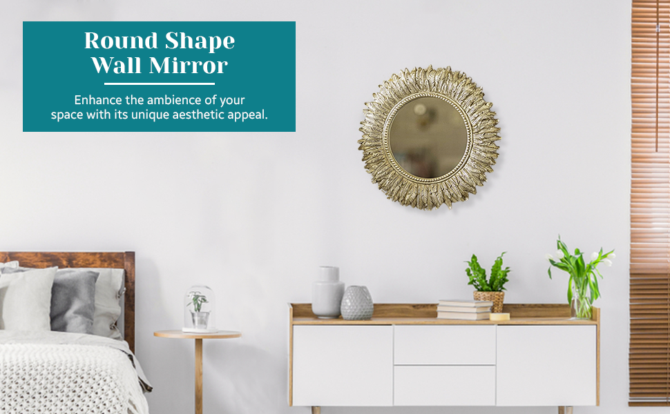 Marco Paul Modern Round Shaped Feather Mirror