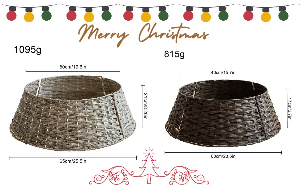 Rattan Wicker Xmas Tree Collar Basket Ring Base Stand Cover for Christmas Decoration