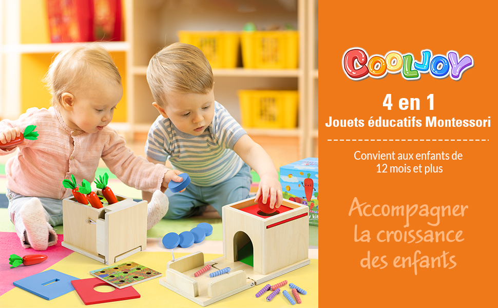 COOLJOY Jeux Montessori 1 an  Jouet Sensoriel Bébé 9 12 18 24 Mois  Montessori Bébé