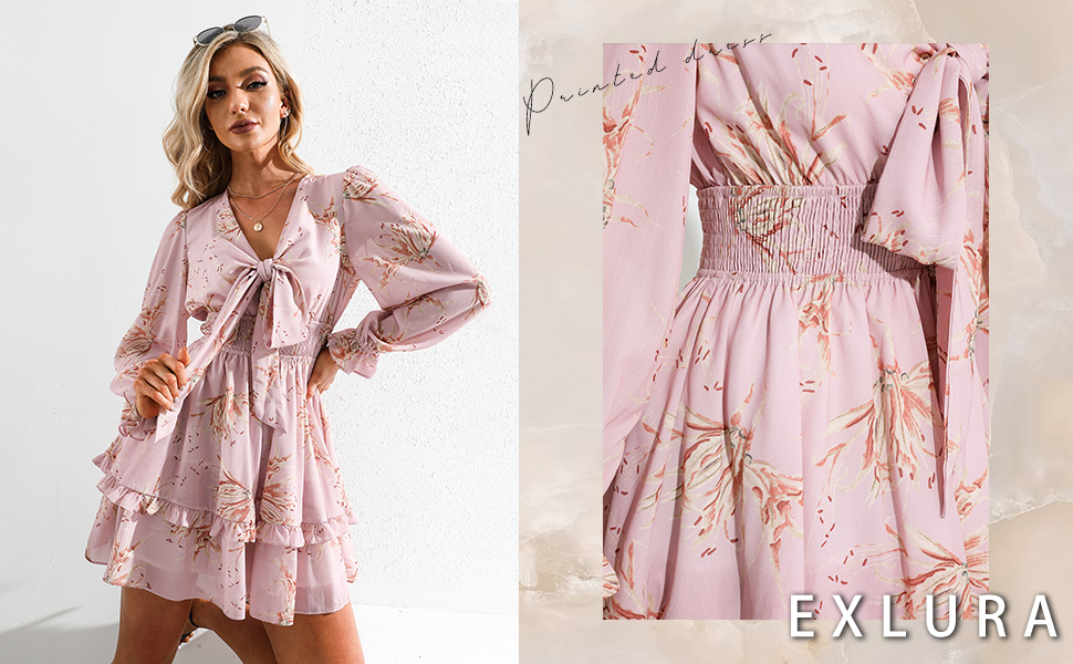 Tie Front Floral Ruffle Mini Dress