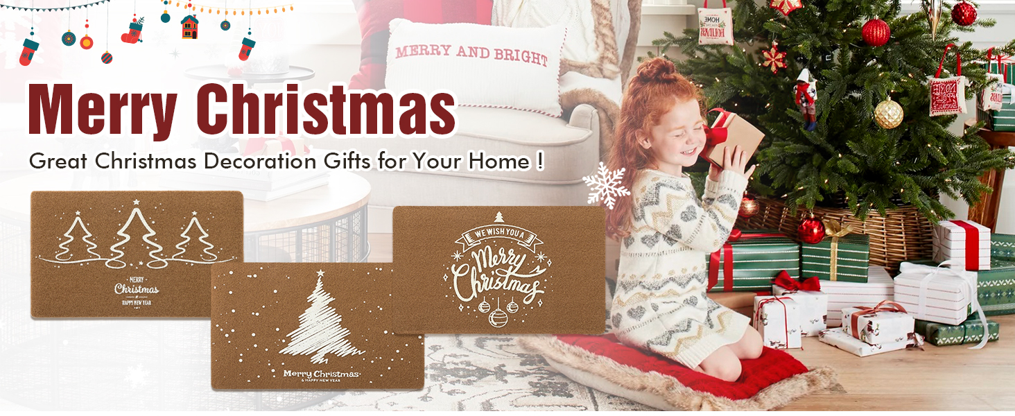 Asrug Christmas Door Mat Outdoor Indoor Christmas Doormat