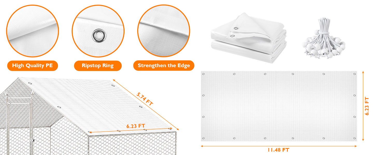 Chicken Coop Cover,11.48 * 6.23 FT Cover for Chicken Run