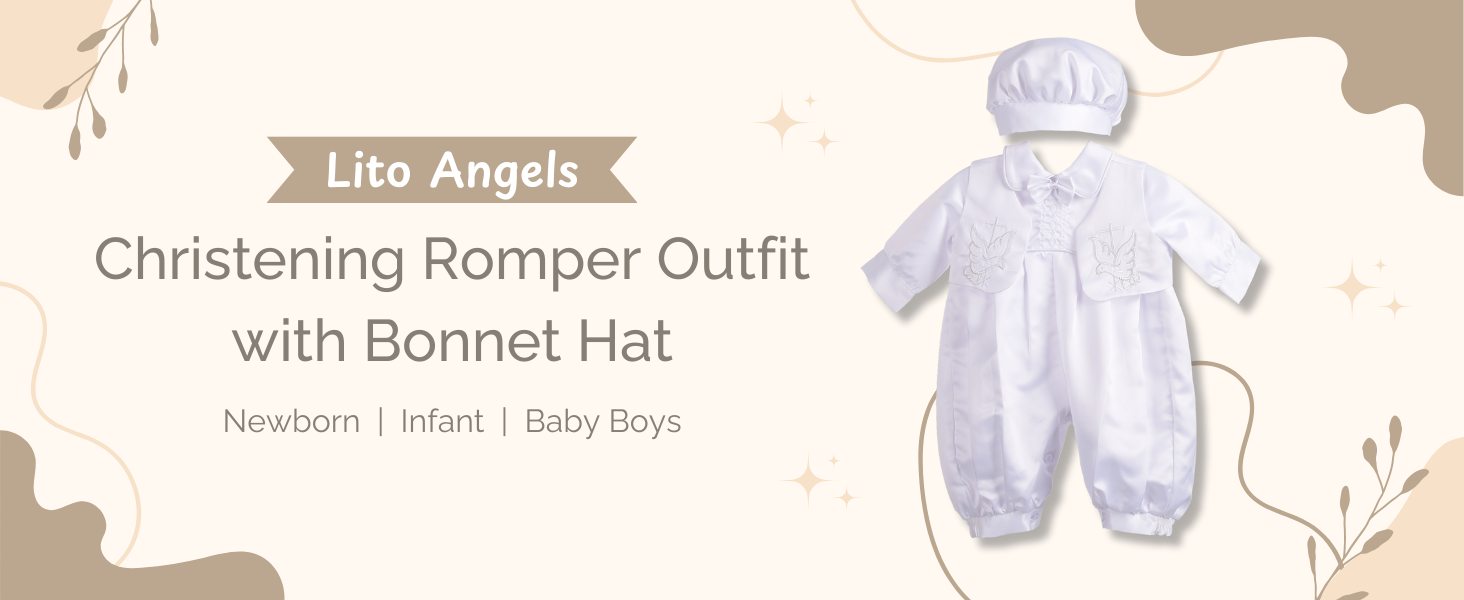Baby Boy Baptism Christening Romper White Satin Suit Set Onesie Bodysuit Outfits Clothing Clothes
