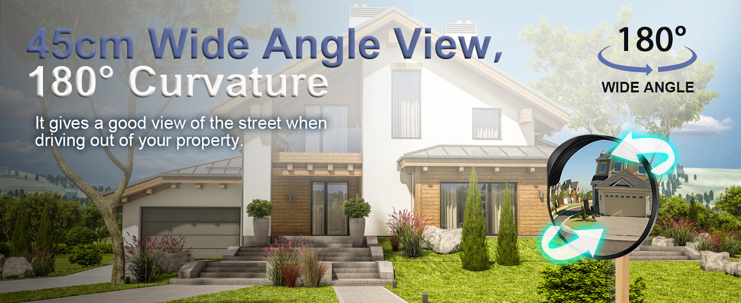 moveland 45cm Driveway Mirror Adjustable Convex Traffic Mirror Wide