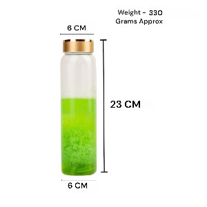 LeCasa - Borosilicate Glass Bottle With Golden Colour Screw Lid - 3079 | Capacity - 500ML