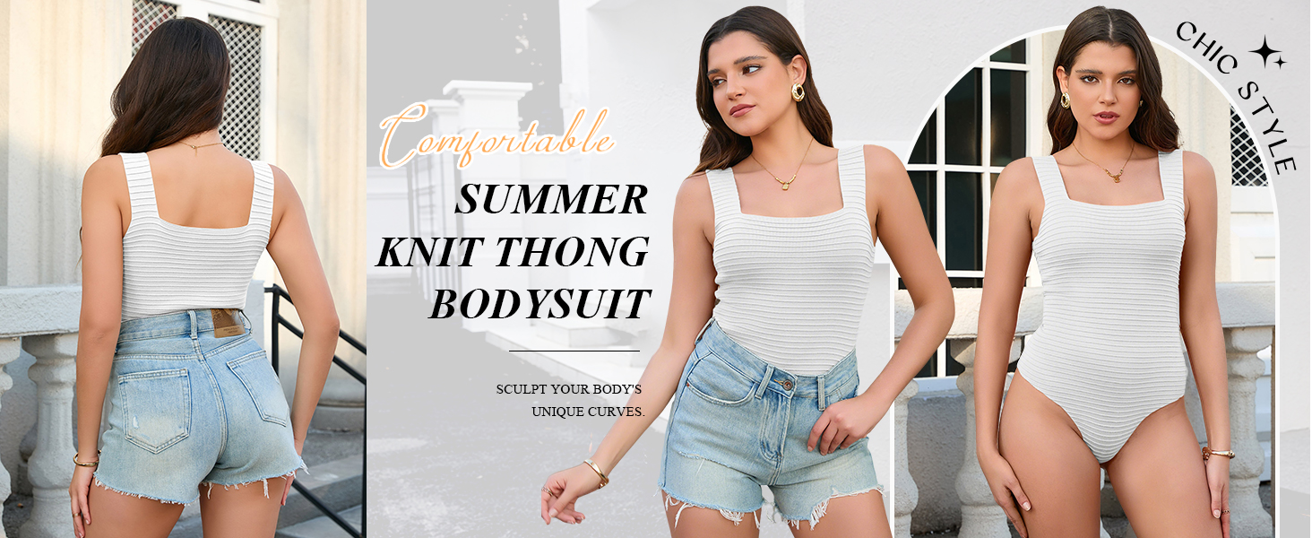 Summer Knit Thong Bodysuit