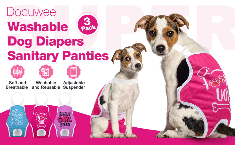 Docuwee Dog Diapers Sanitary Panties with Adjustable