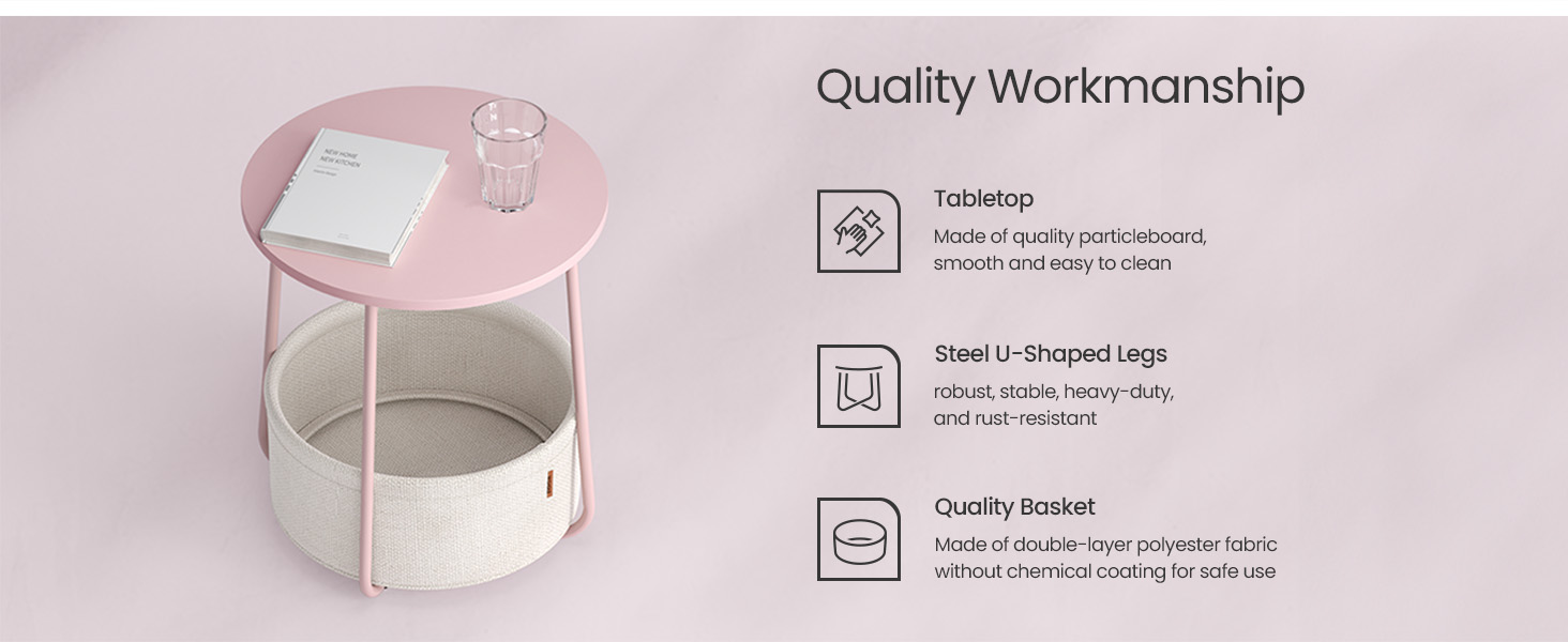 LET223R61-P-3 VASAGLE Small Round Side End Table